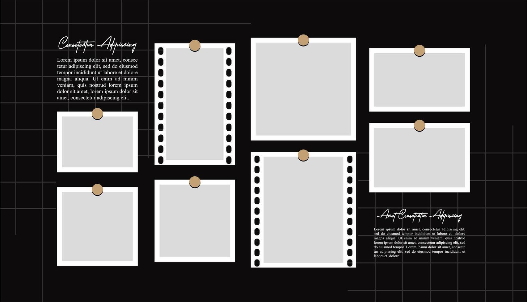 Picture Collage grid photo effect template vector