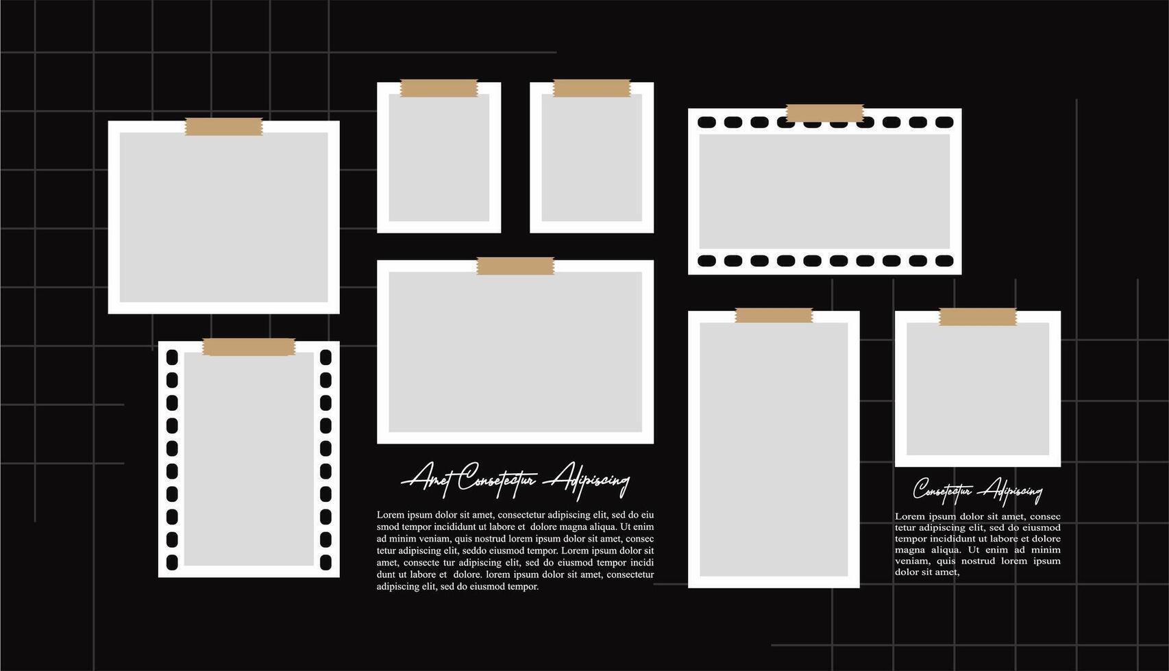 photos frame collage and digital photo wall vector