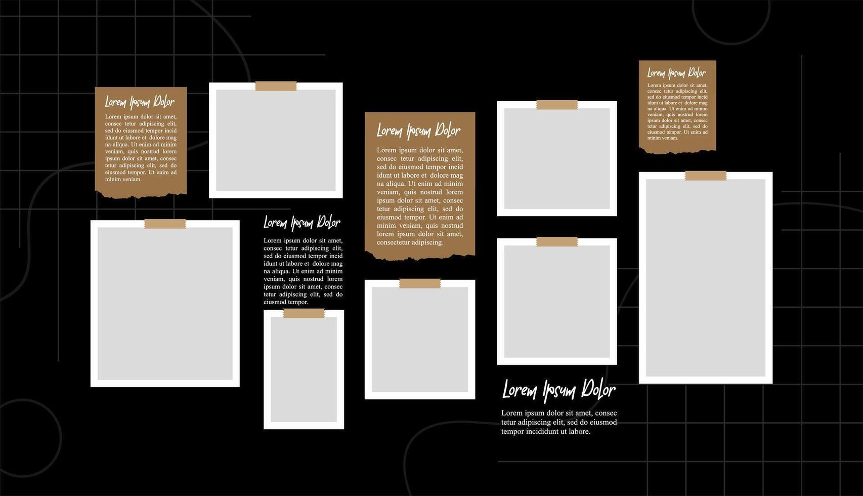Picture collage and digital photo wall template vector