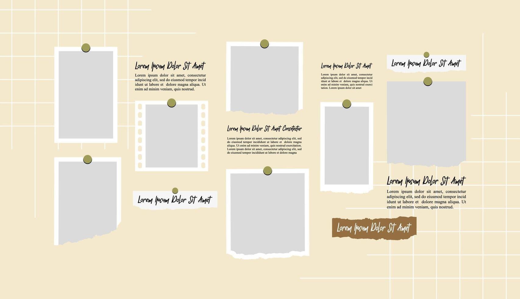 grid digital photo wall template vector