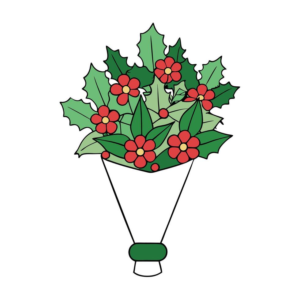 Christmas floral bouquet with copy space and plain background vector