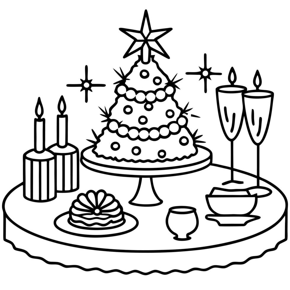 Christmas tree coloring pages vector