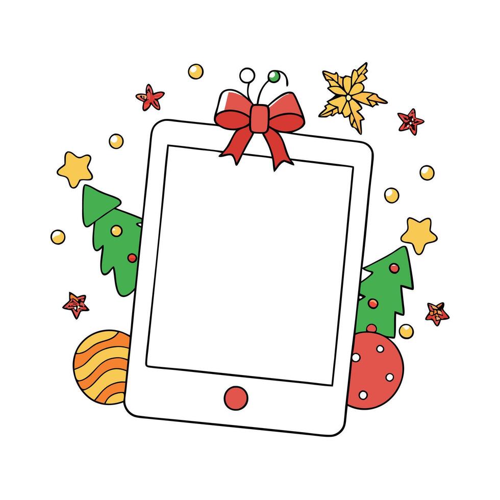 Christmas mock up composition. Blank photo frame with decoration vector