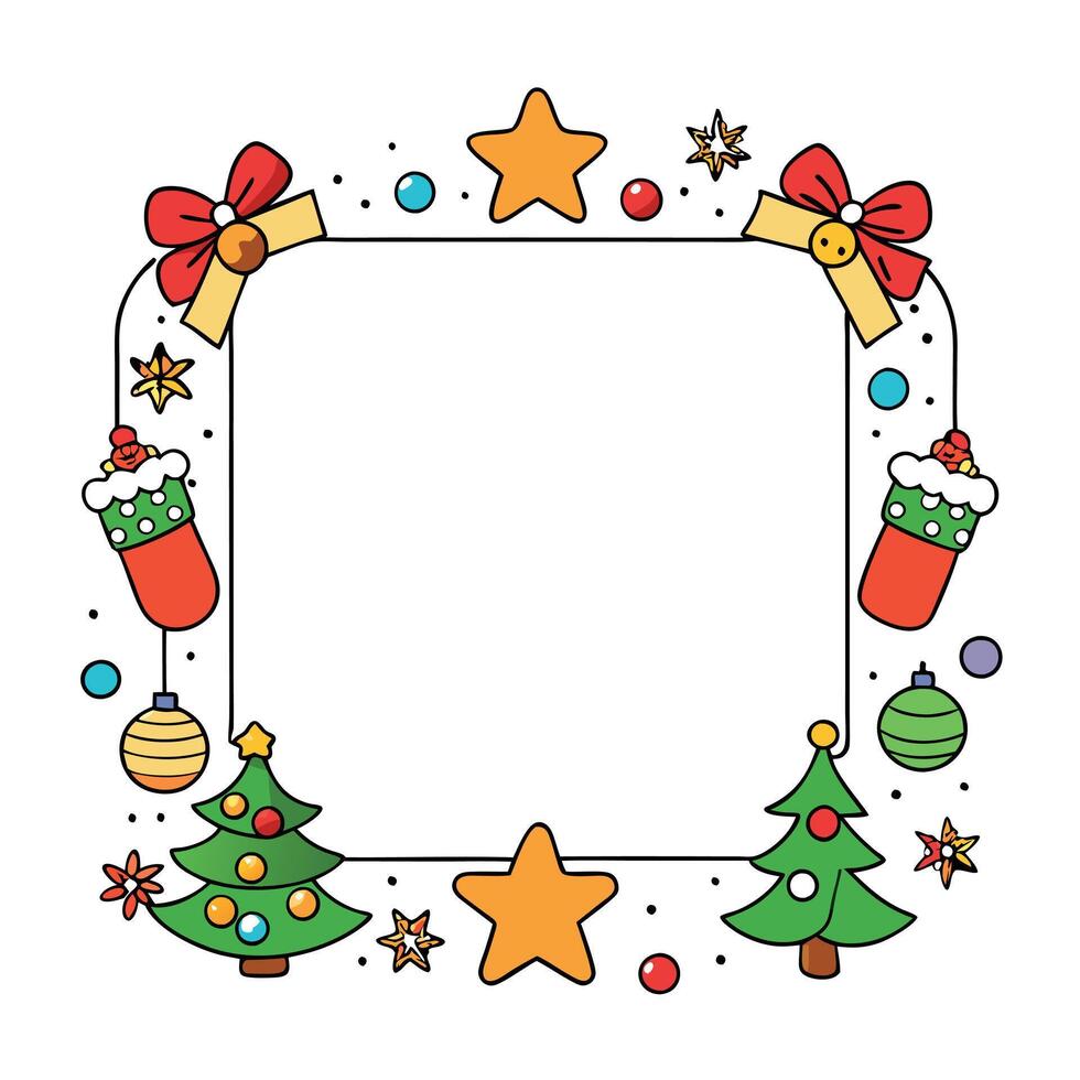 Christmas frame for greeting card with balls and xmas decoration vector