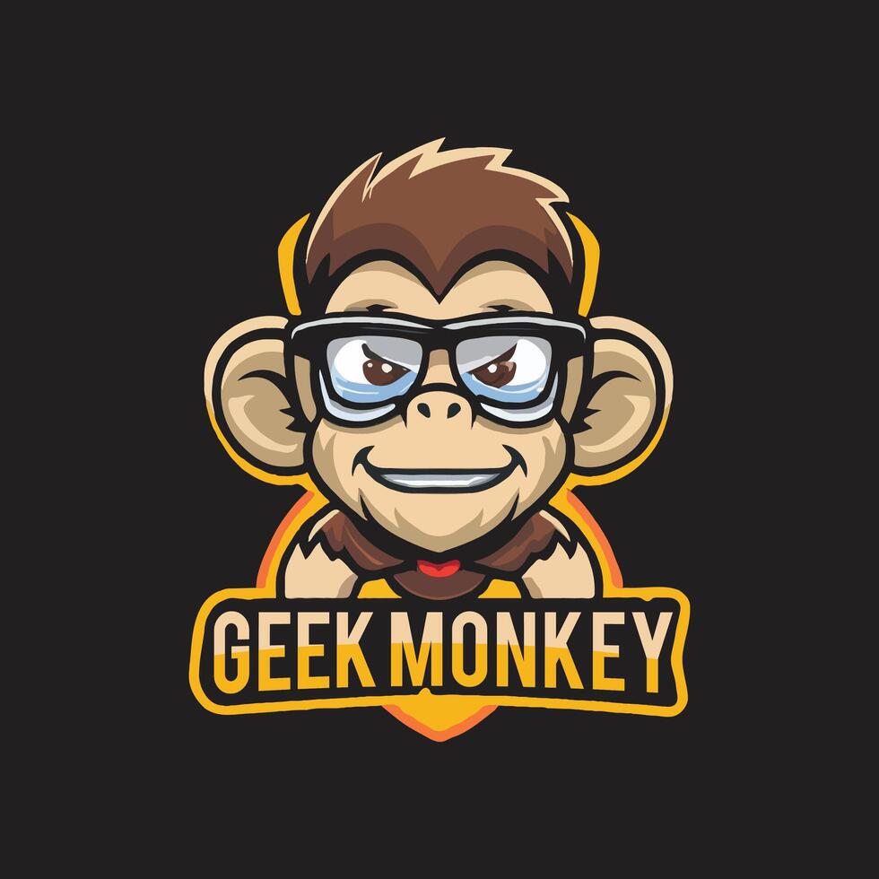 Geek monkey mascot logo template vector