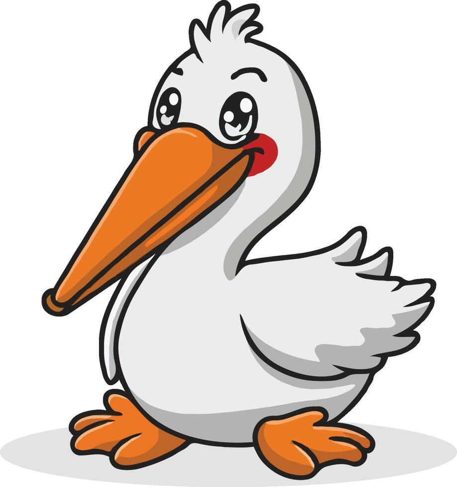 Cute pelican cartoon icon illustration concept vector
