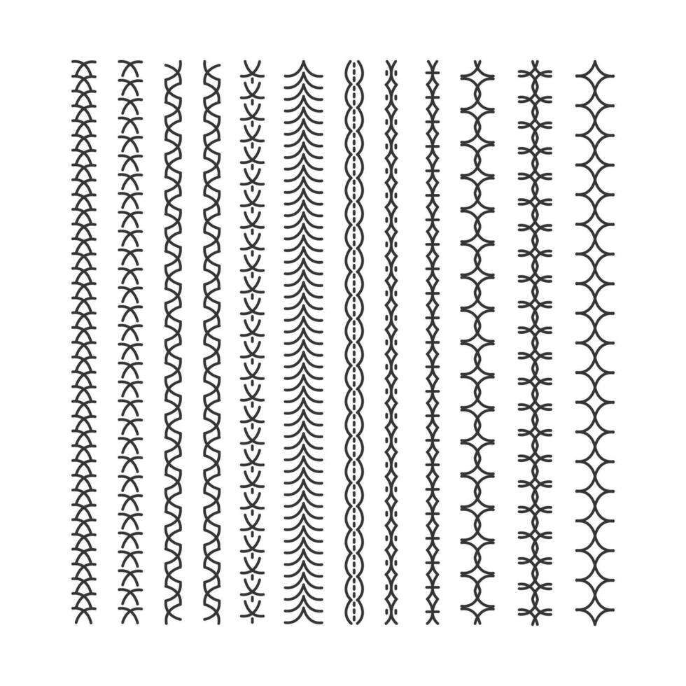 Set of line art decorative design elements. vector