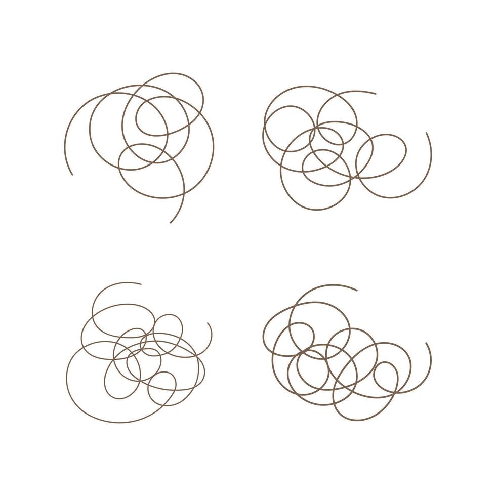 Spiral line art element set isolated illustration. vector