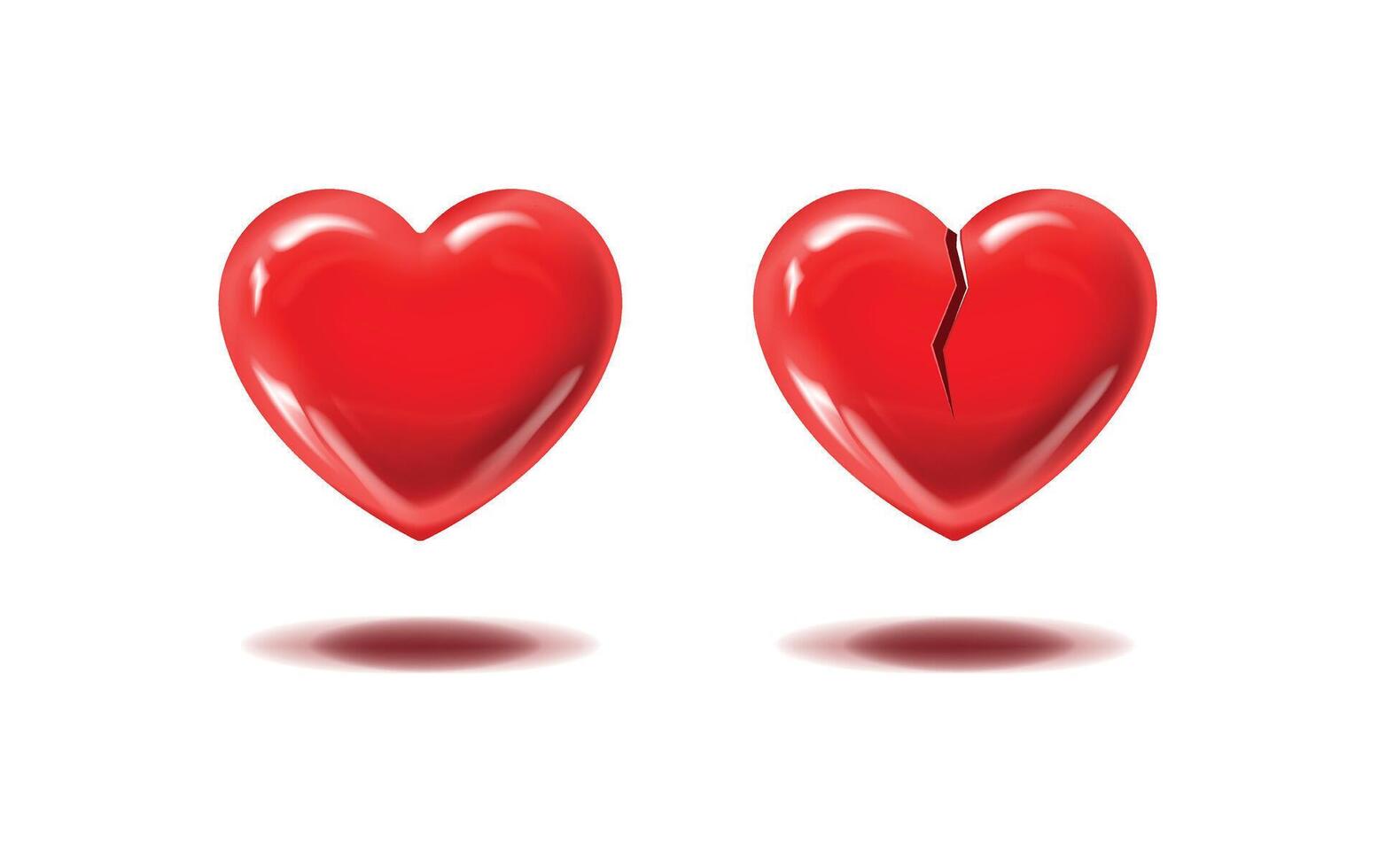 heart whole and broken, broken. Isolated. vector