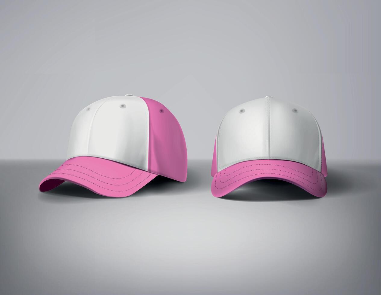 Pink baseball cap mock up. Girly front sides. For branding and advertising. vector