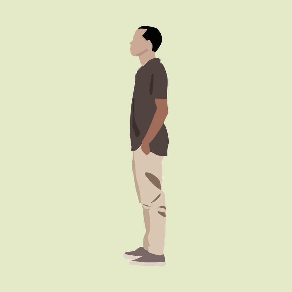 Man Standing Looking To The Side vector