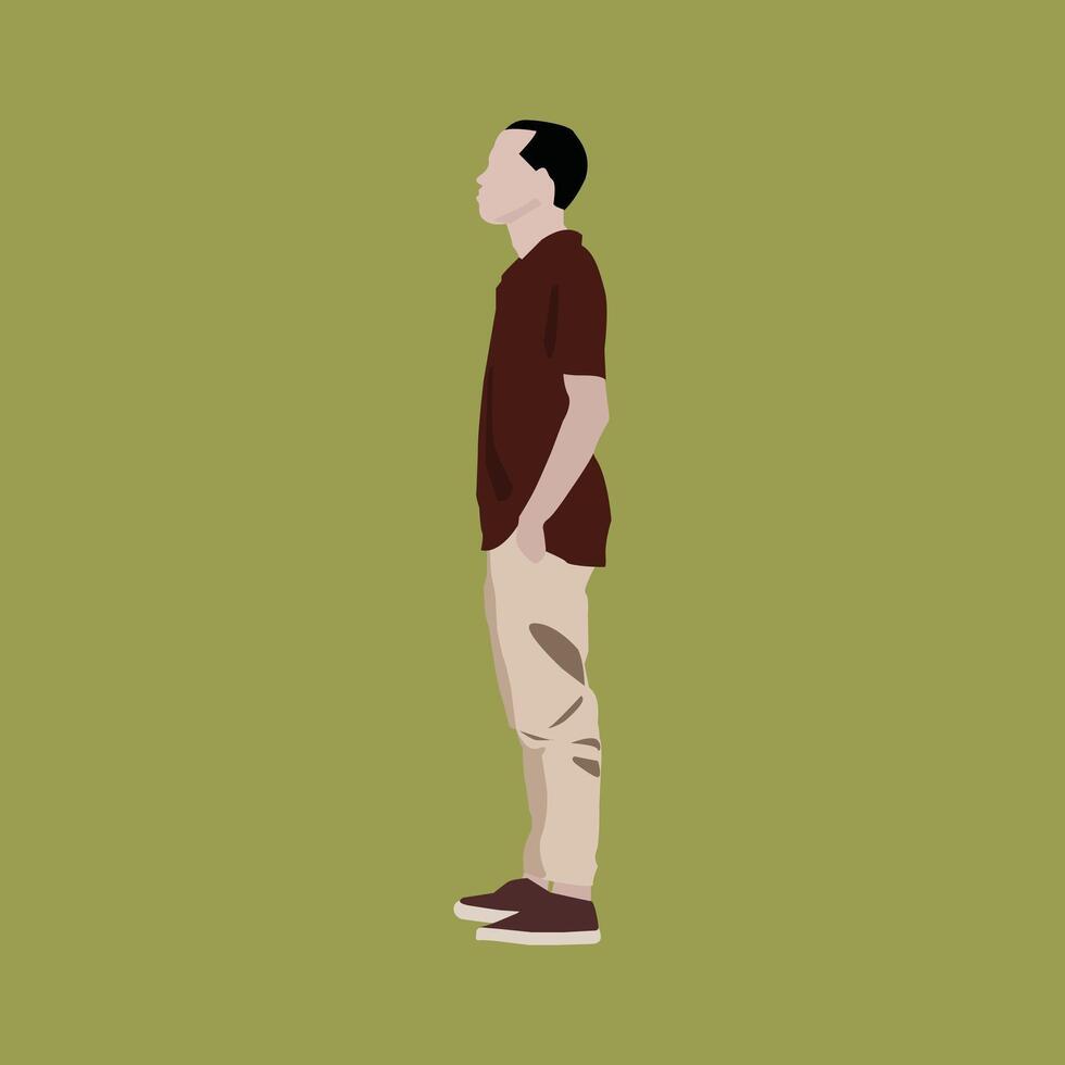 Man Standing Looking To The Side vector