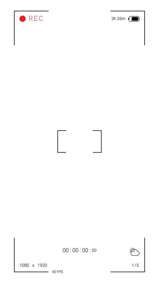 Recording Interface Timer Battery Vertical Camera Frame Screen Display vector