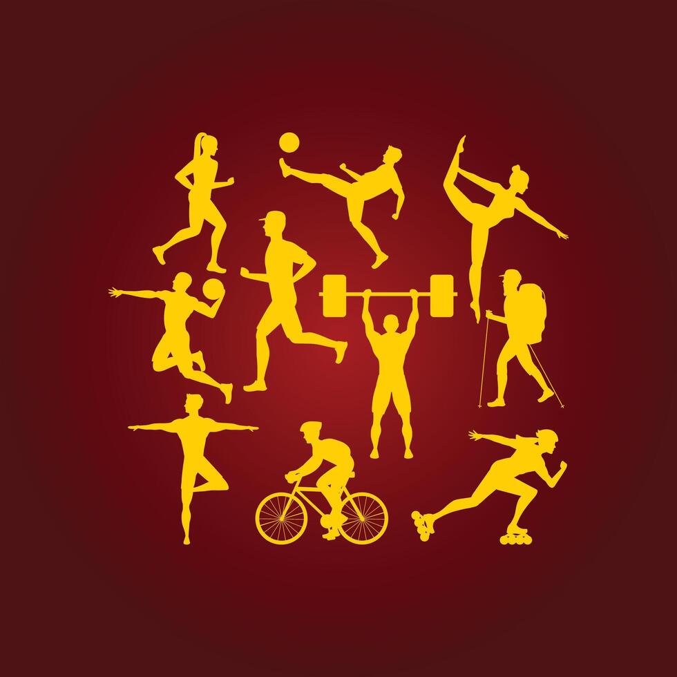 Athletes practicing trendy artwork magnificent abstract illustration colorful applicable design vector