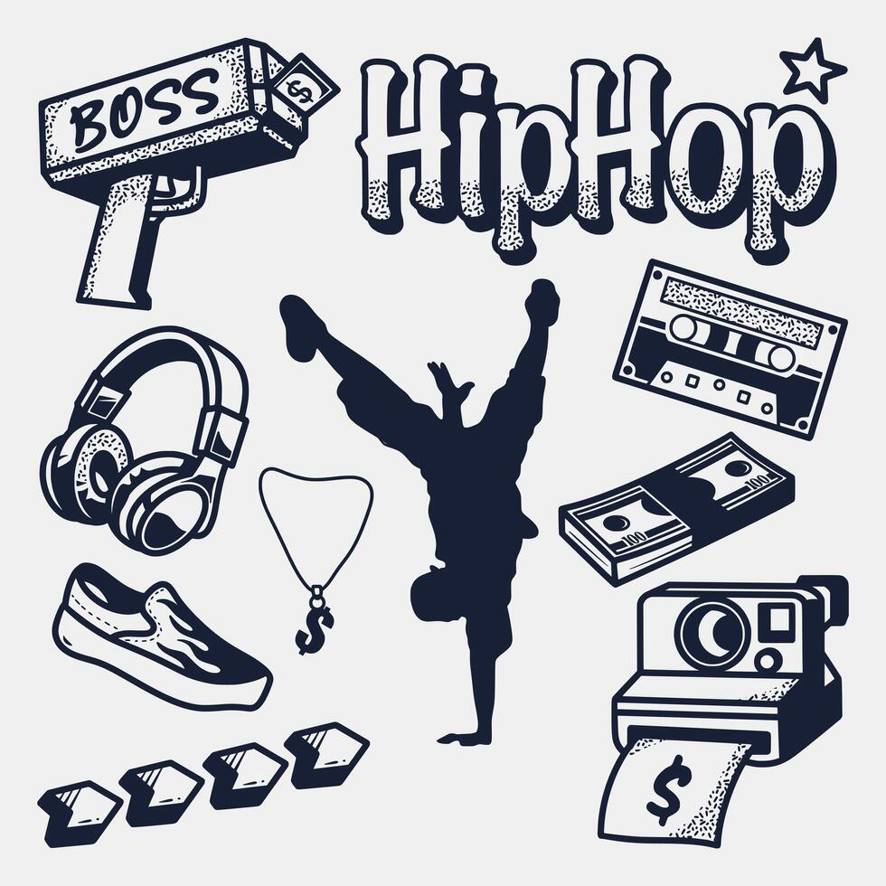 hip hop style elements vector