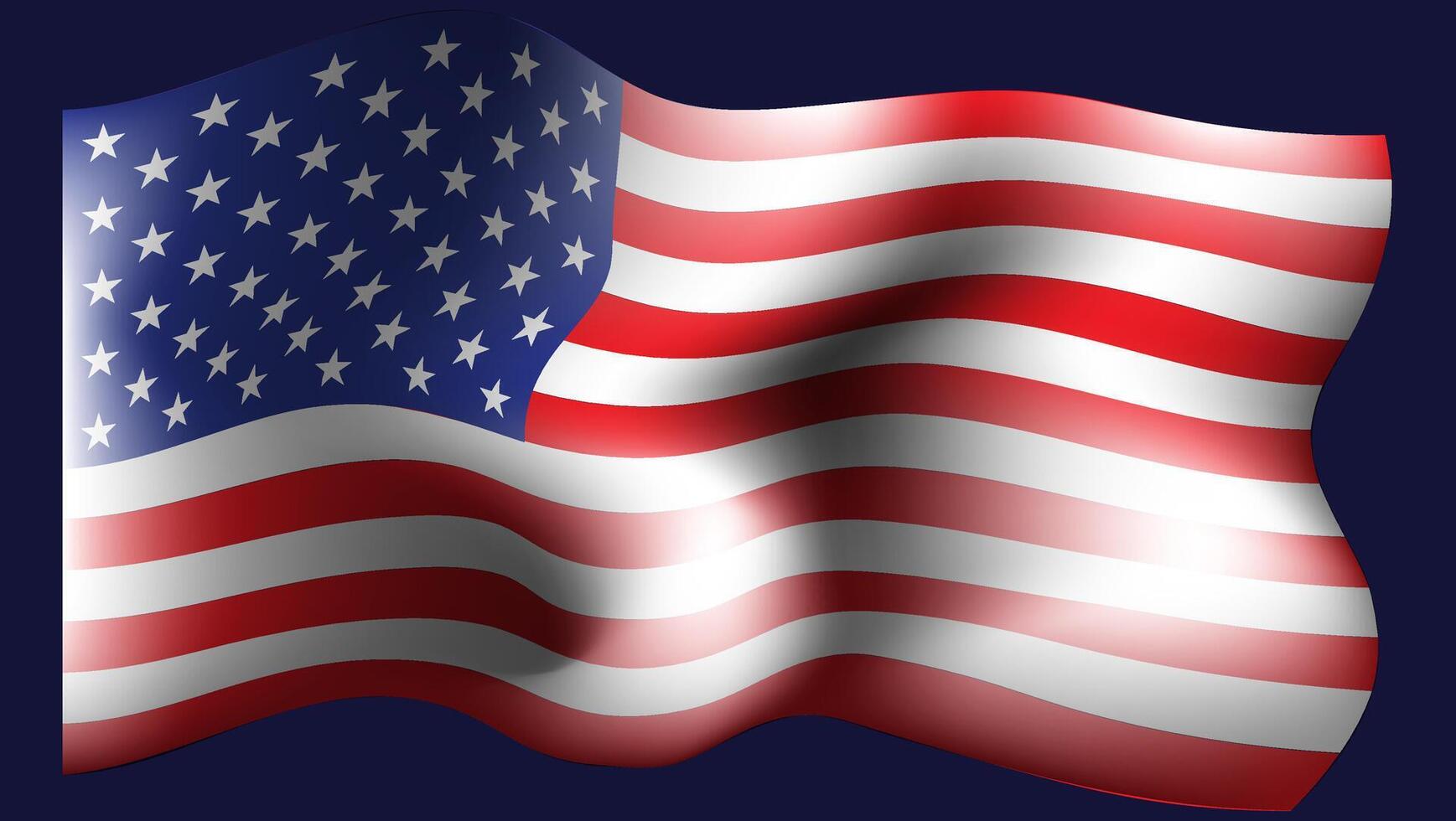 American flag illustration fluttering with light and shadow vector