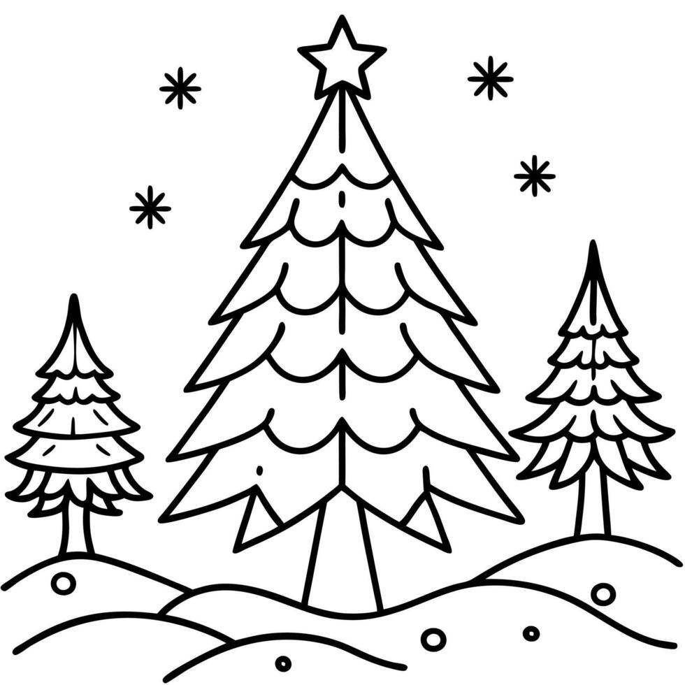 Abstract christmas tree in forest illustration for christmas vector