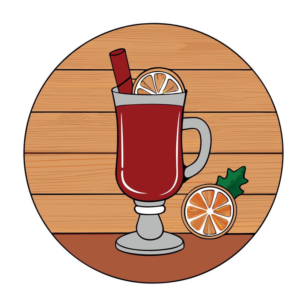 Mulled wine on a wooden background. product. Christmas background. place for text vector