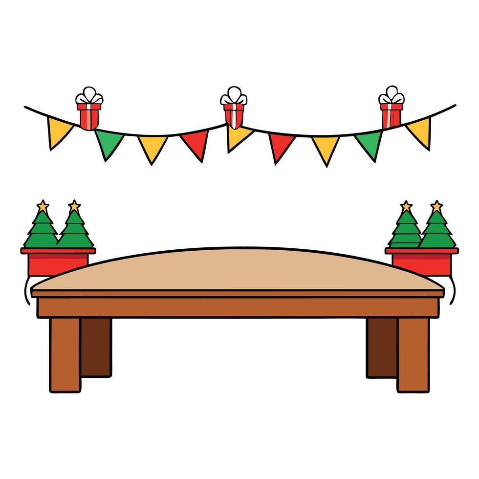 New Year festive empty wooden table blurred background Christmas banner vector