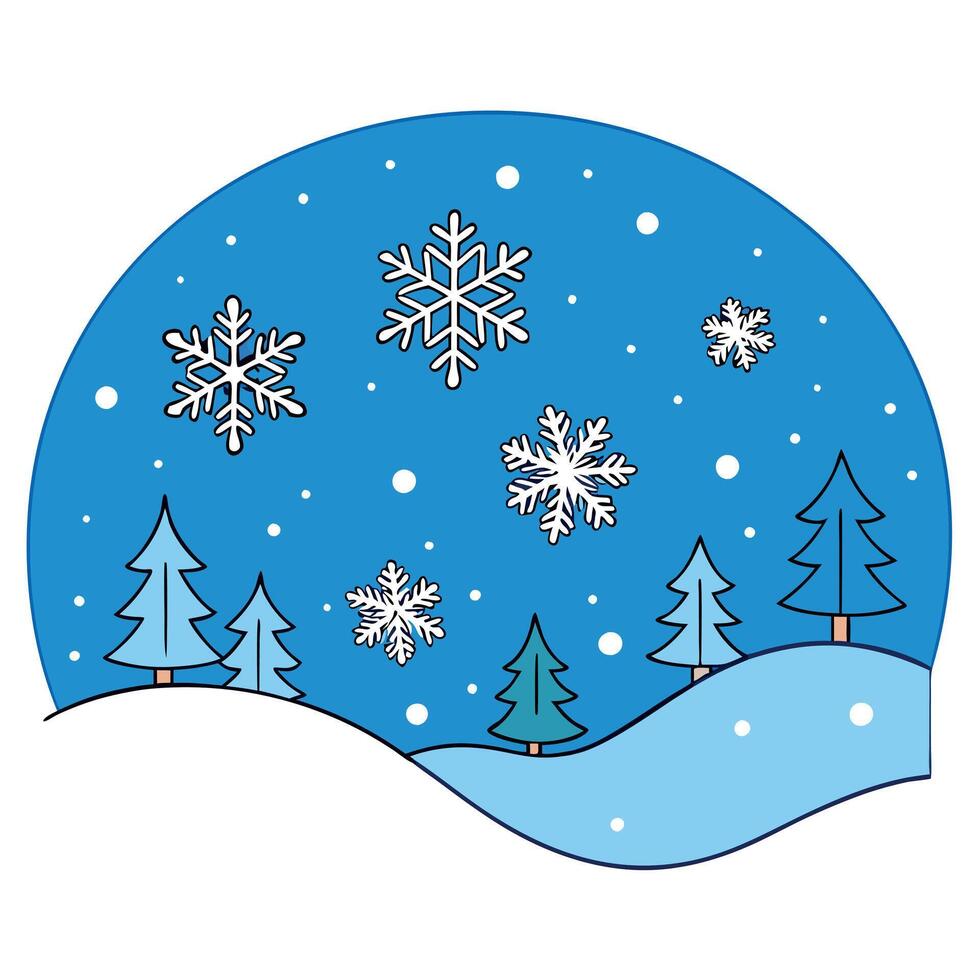 Abstract christmas background with snowflakes and snowfall on a cold blue winter background vector