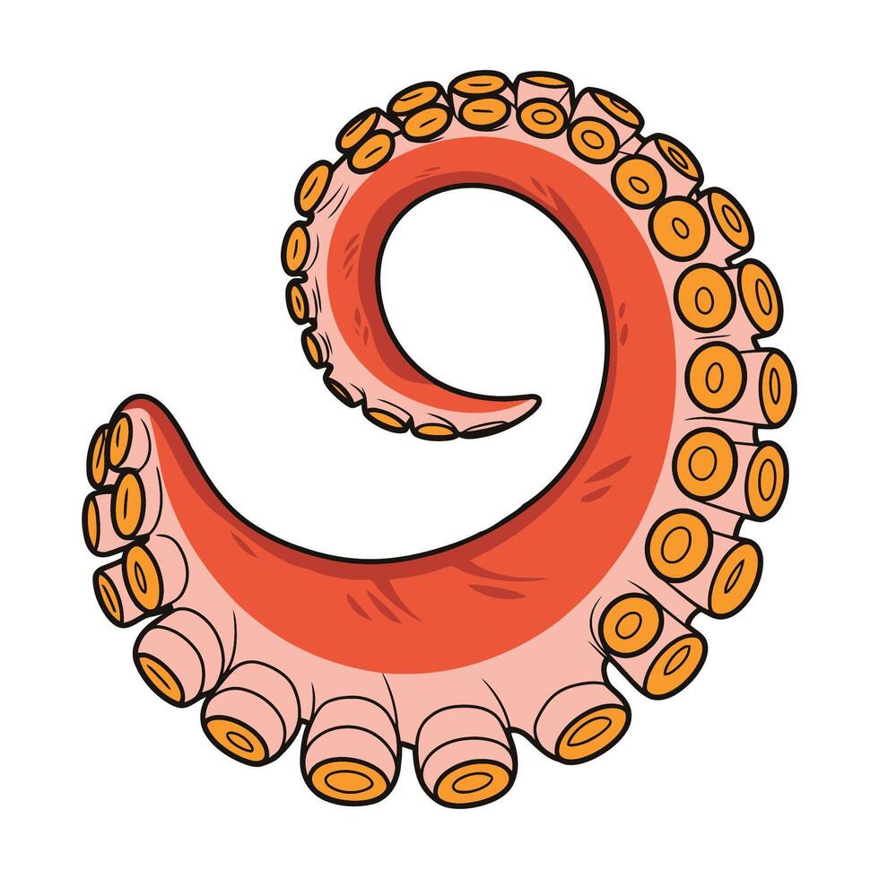 Cartoon Octopus Tentacle Illustration with Suction Cups vector
