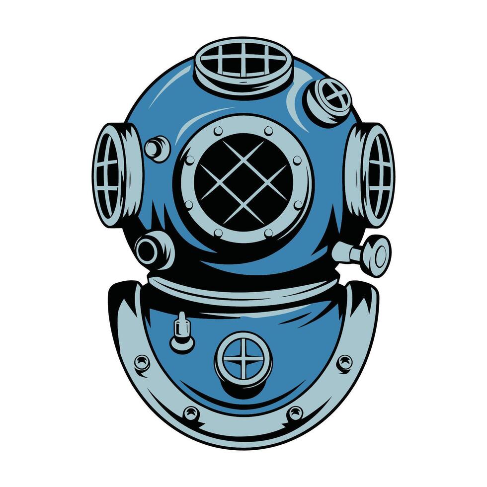 Vintage Deep Sea Diver Helmet Illustration vector