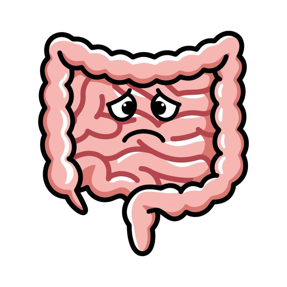 Sad Intestines Cartoon Illustration vector