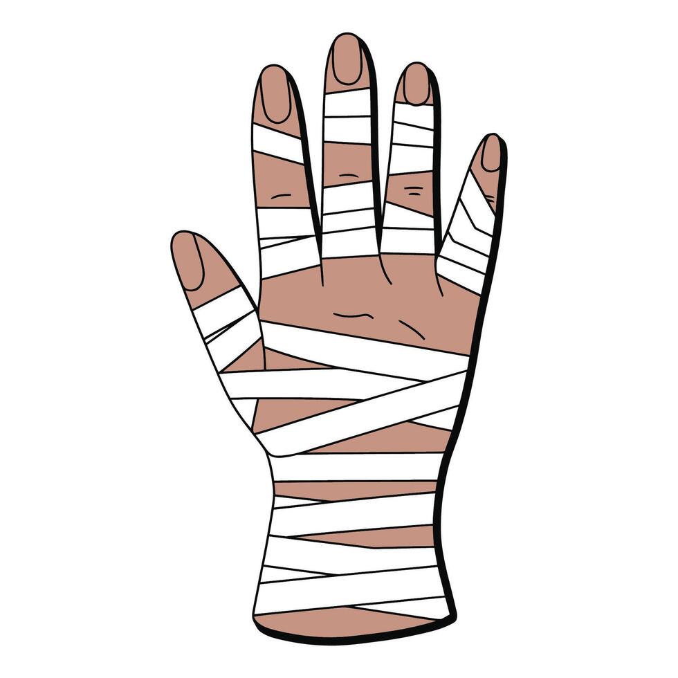 Illustration of a Hand Wrapped in Bandages vector