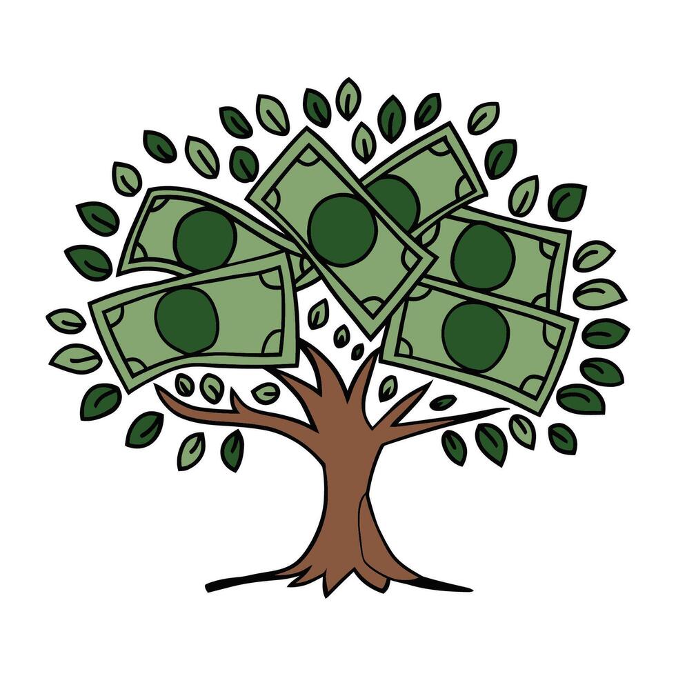 Money Tree with Cash Leaves Illustration vector
