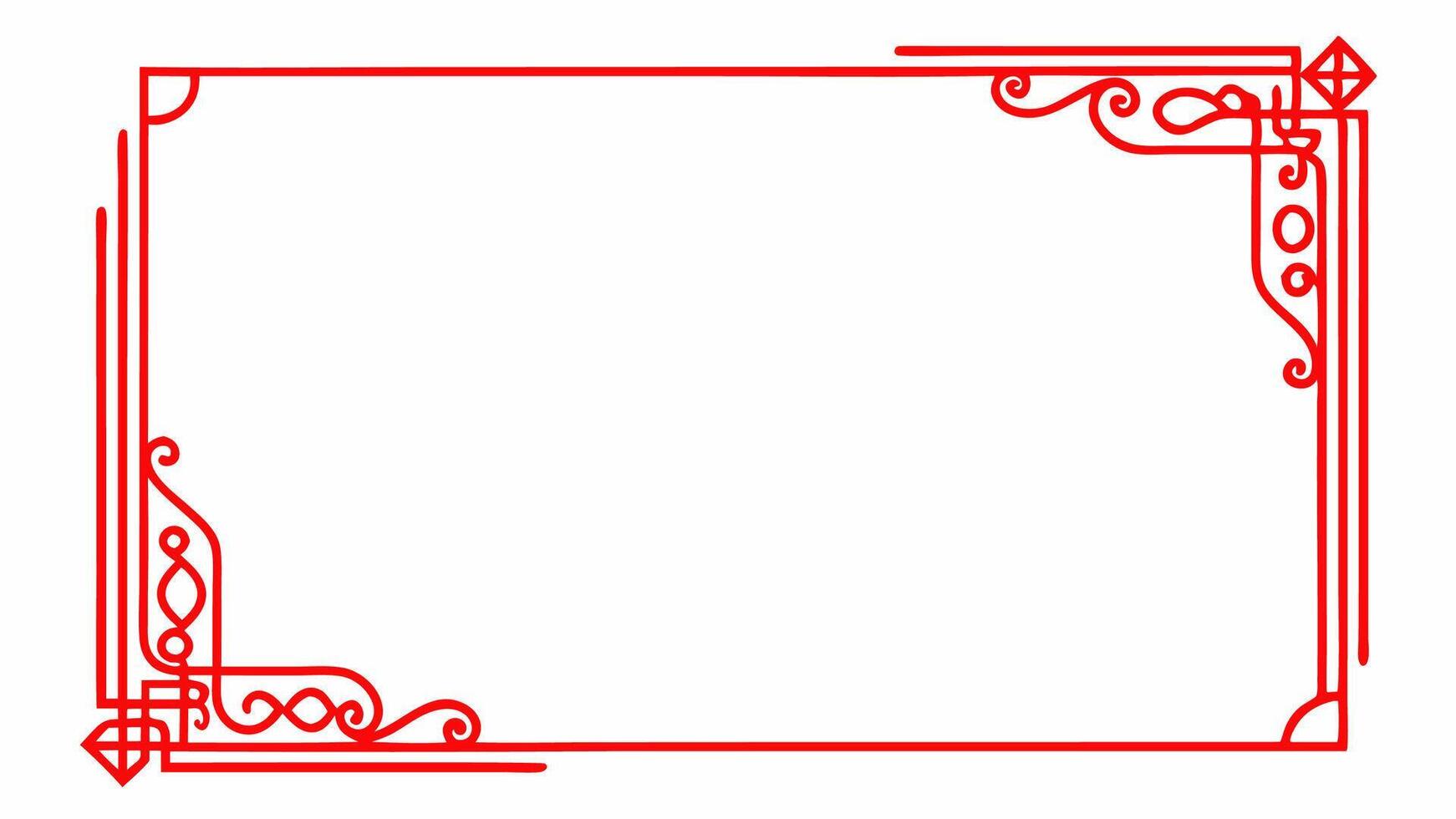 Red corner rectangle ornament for invitation or greeting vector