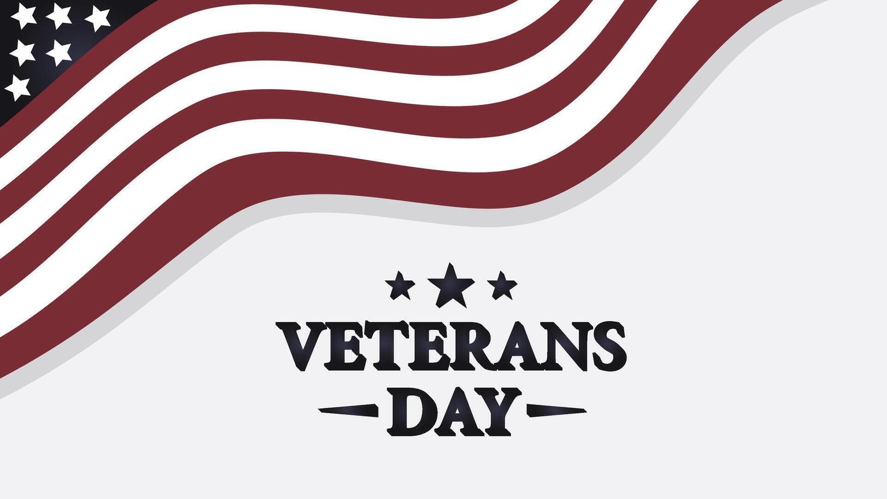illustration Veteran's Day with Fluttering American flag on the background illustration vector