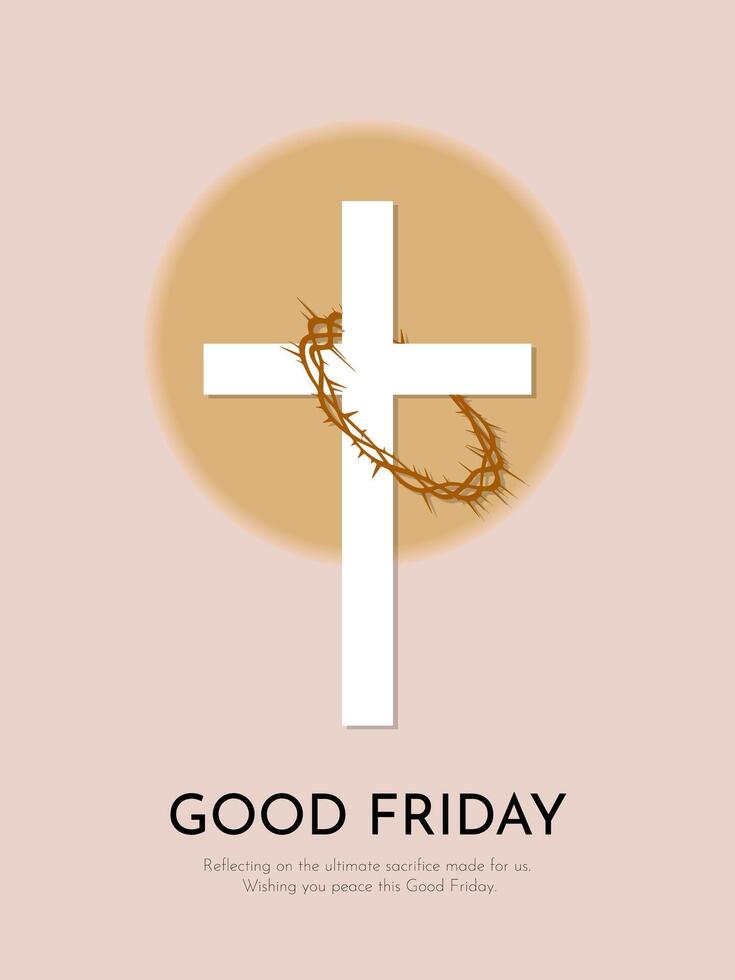 Good friday background with cross and crown of thorns illustration vector