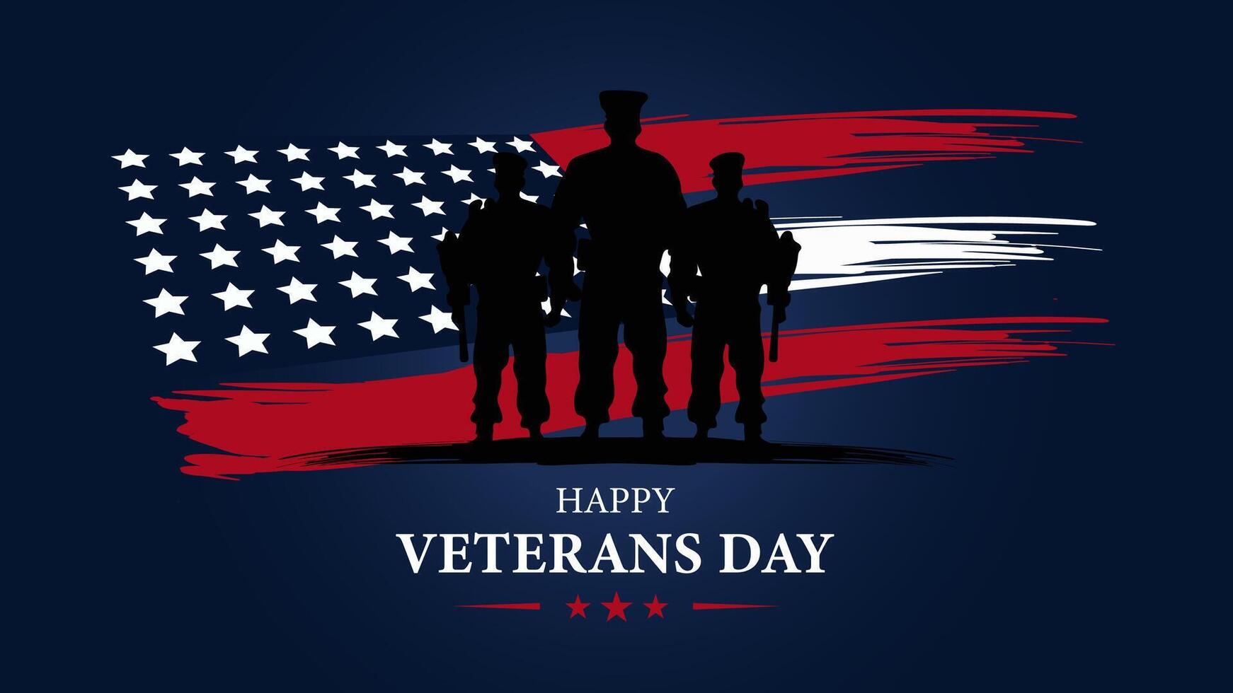 thank you Veteran's Day with Fluttering American flag on the background illustration vector