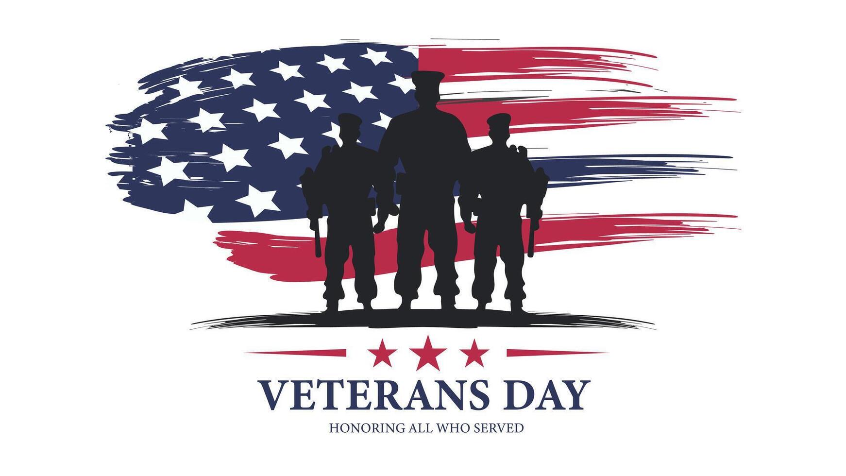 usa Veteran's Day with Fluttering American flag on the background illustration vector