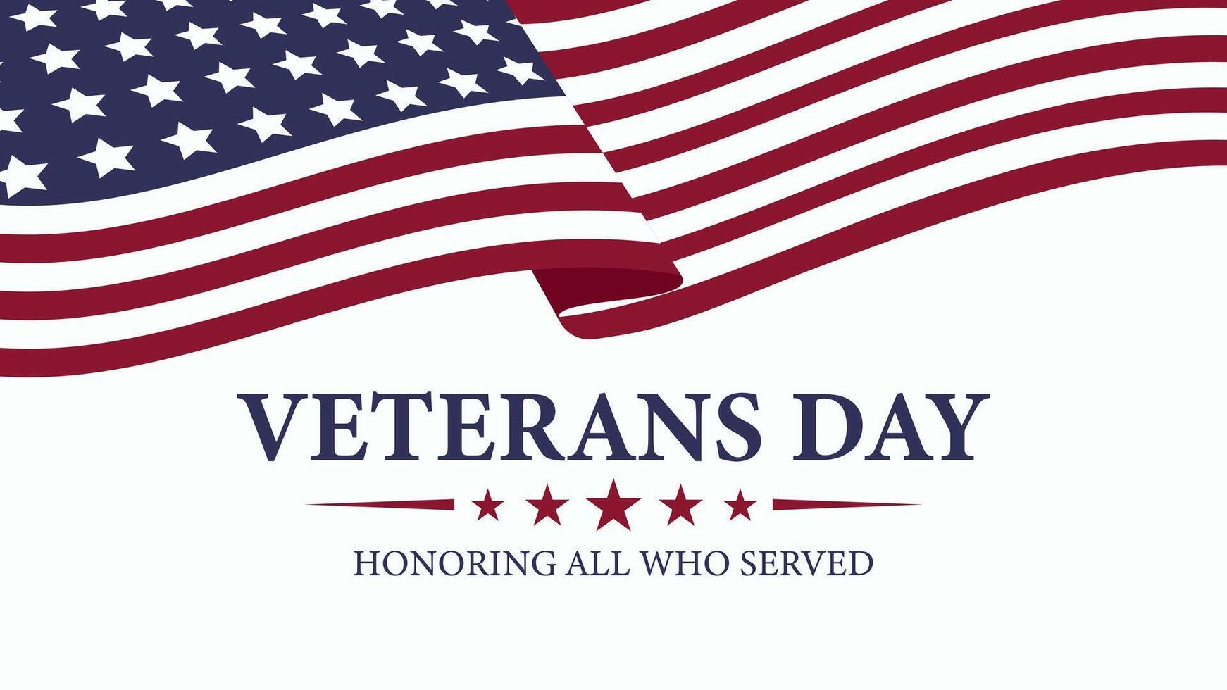 happy Veteran's Day with Fluttering American flag on the background illustration vector