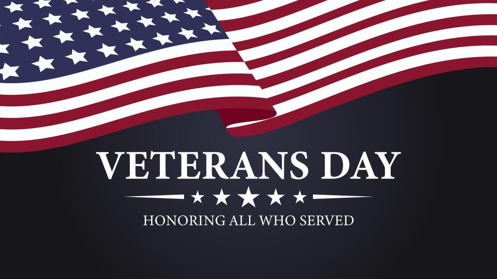 happy Veteran's Day with Fluttering American flag on the background illustration vector