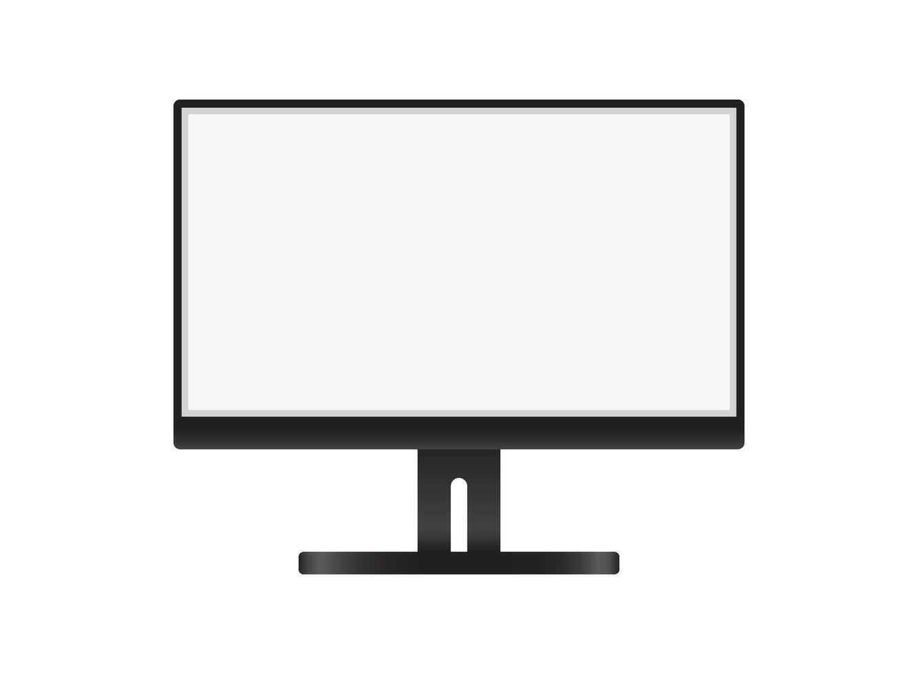 Thin frame monitor mock up icon in flat style. Computer display illustration on isolated background. Electronic gadget sign business concept. vector