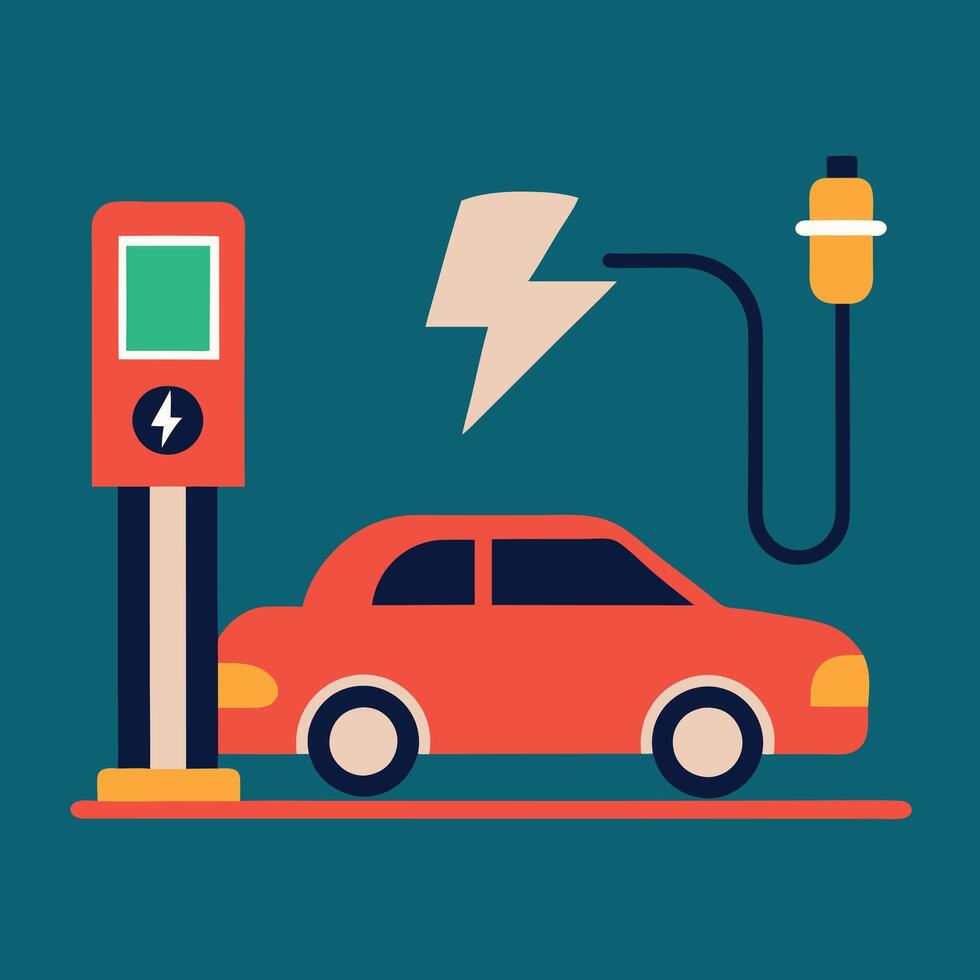 Car electric charger design vector