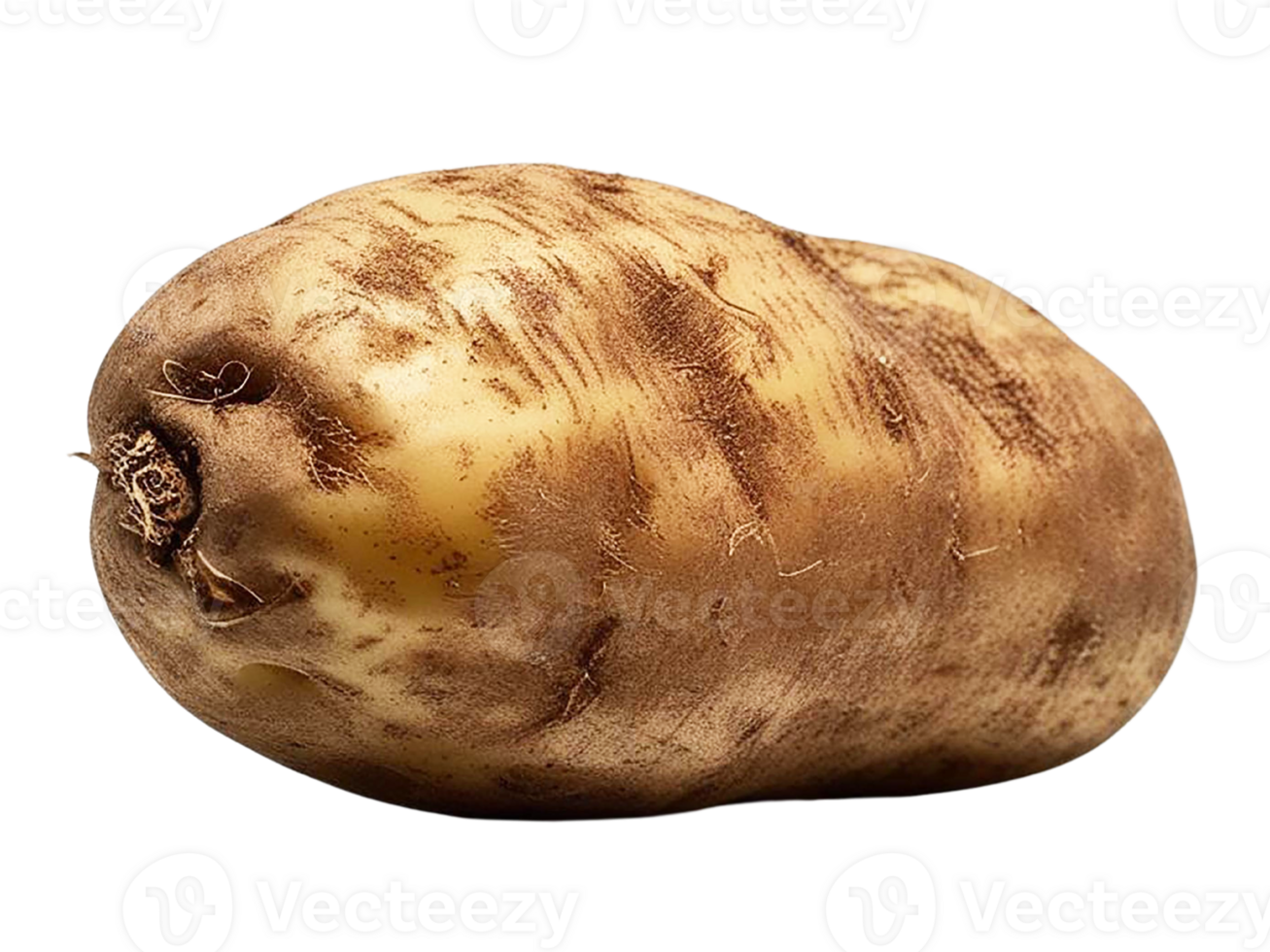 A fresh, raw, unpeeled potato with earthy texture and color. png