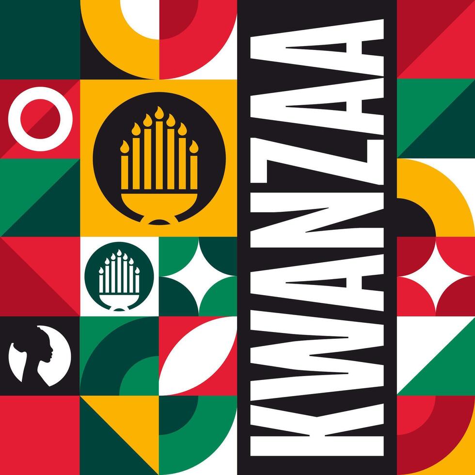 Happy Kwanzaa. Holiday concept. Template for background, banner, card, poster with text. vector