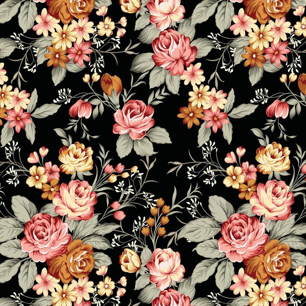 Print seamless beautiful wallpaper cards all over design floral leaf vintage ornament Victorian ethnic geometric print paisley pattern vector