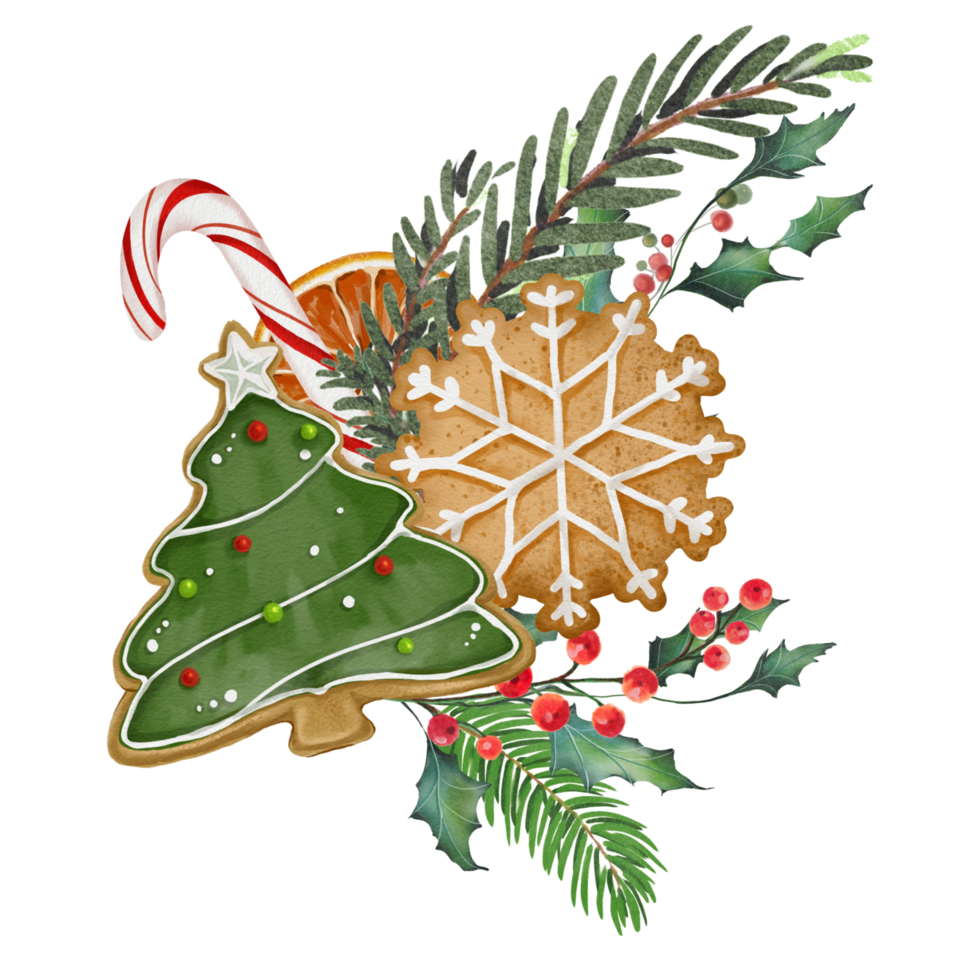 xmas bells with holly and ribbon cookie png