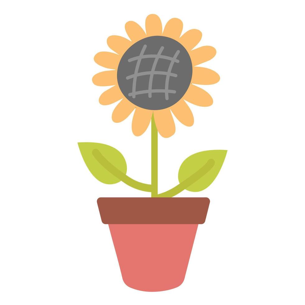 Sunflower in a pot isolated on a white background vector