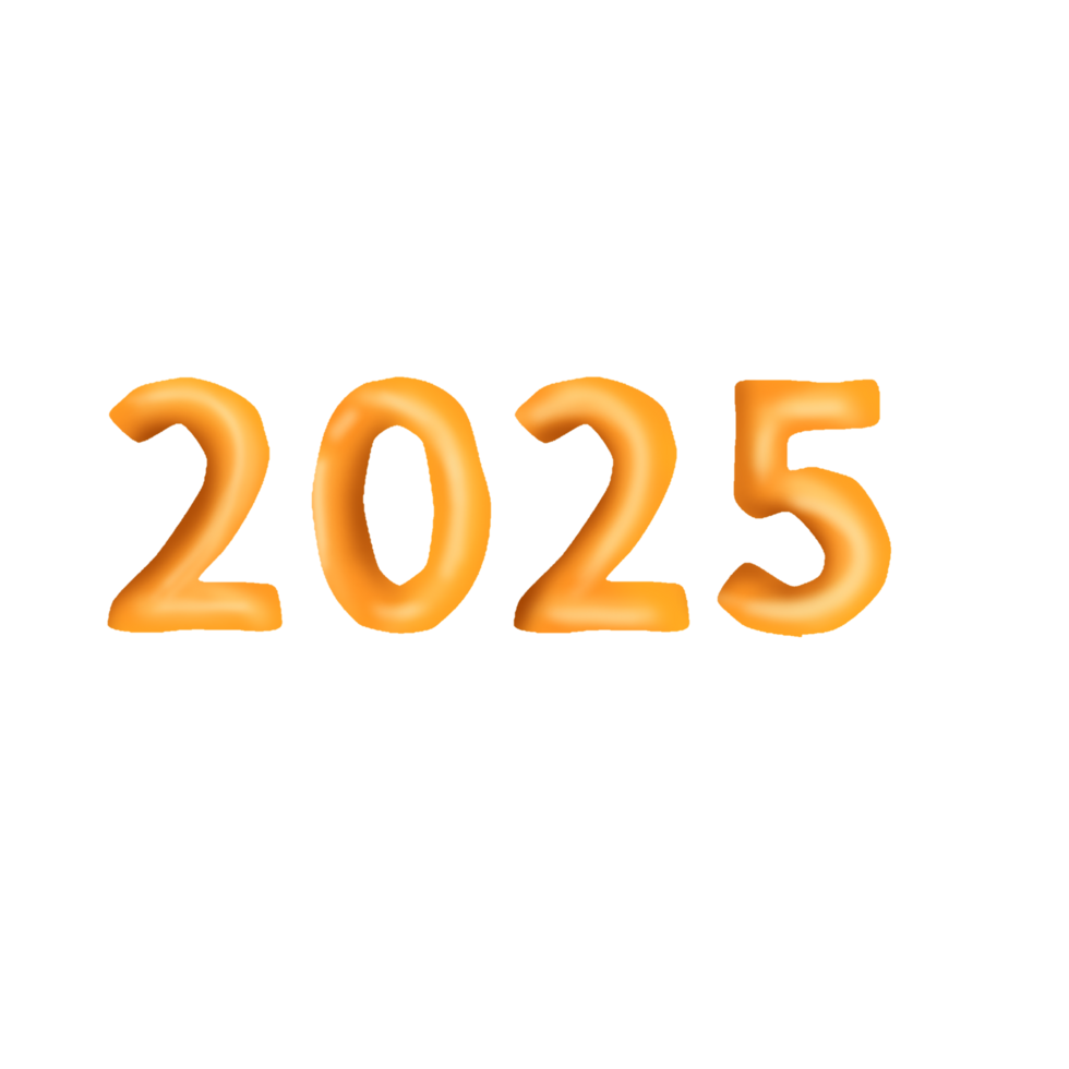 illustration of text number year 2025, text effect happy new year 2025, isolated with transparent background png