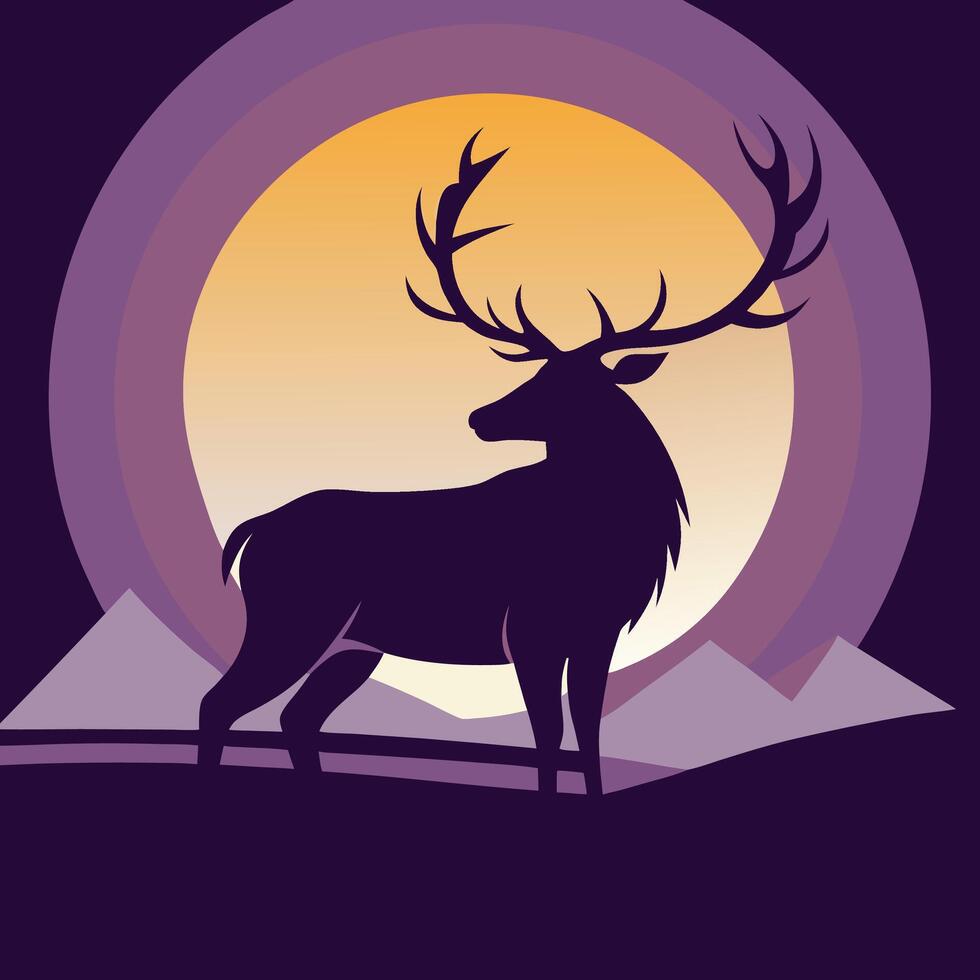 deer silhouette background vector