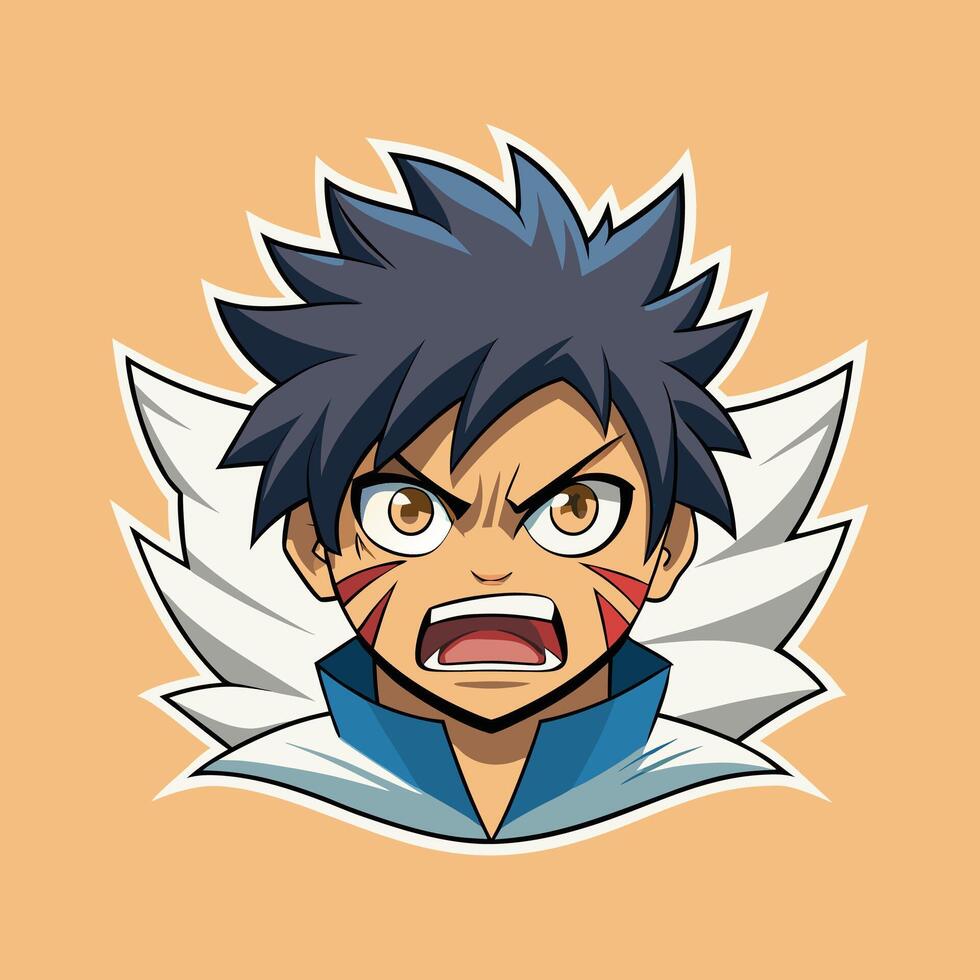 anime style boy in solid color vector