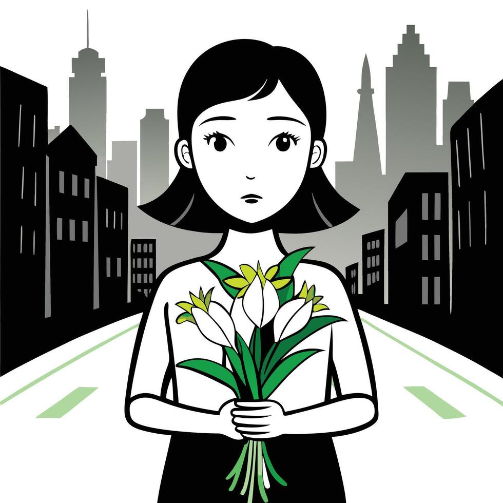 girl with back and white color vector