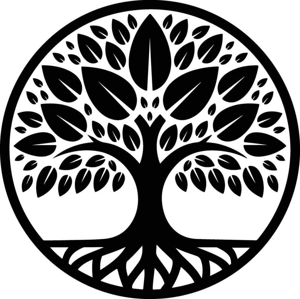 Tree with Leaves Silhouette vector