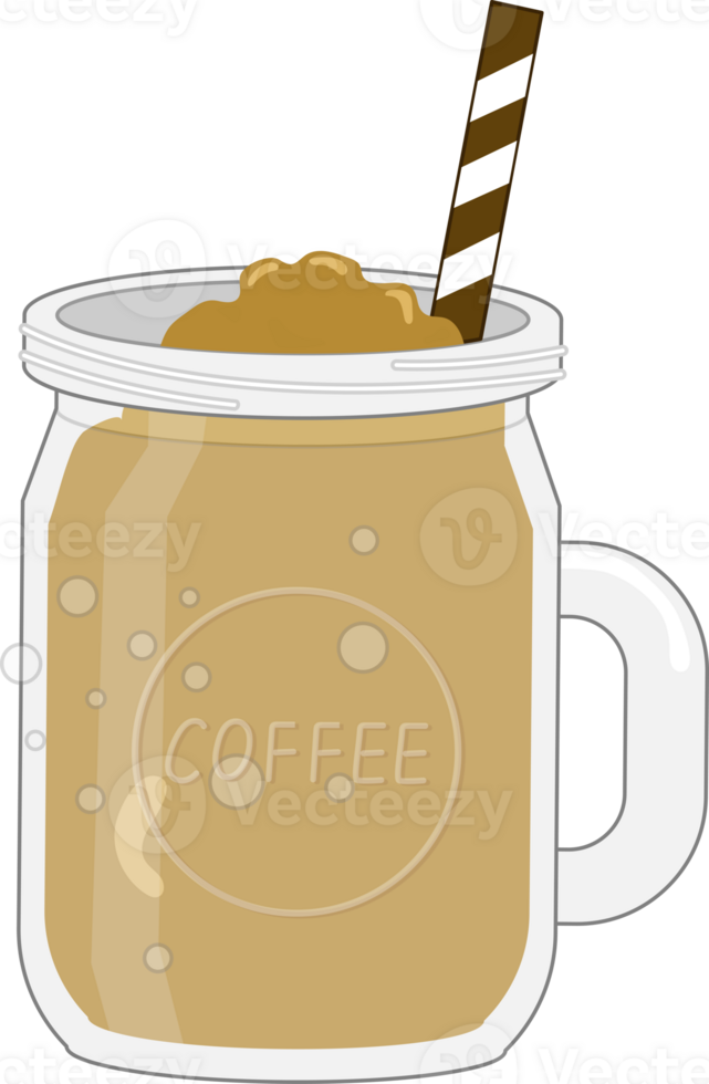 cold coffee in a glass jar png