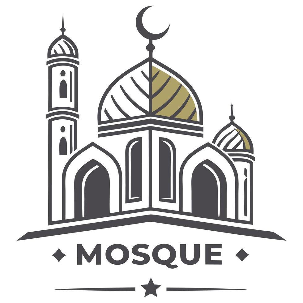 Sophisticated Mosque Logo Style. vector